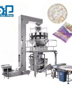 Máy đóng gói phồng tôm túi bụng cân Rotary cấp liệu tự động