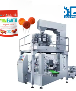 Máy đóng gói túi kẹo mút cân định lượng Rotary cấp liệu tự động